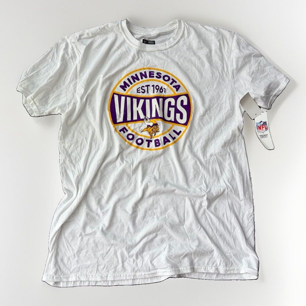 Minnesota Vikings T Shirt Mens XL White NFL Team Apparel Circle Graphic NWT New